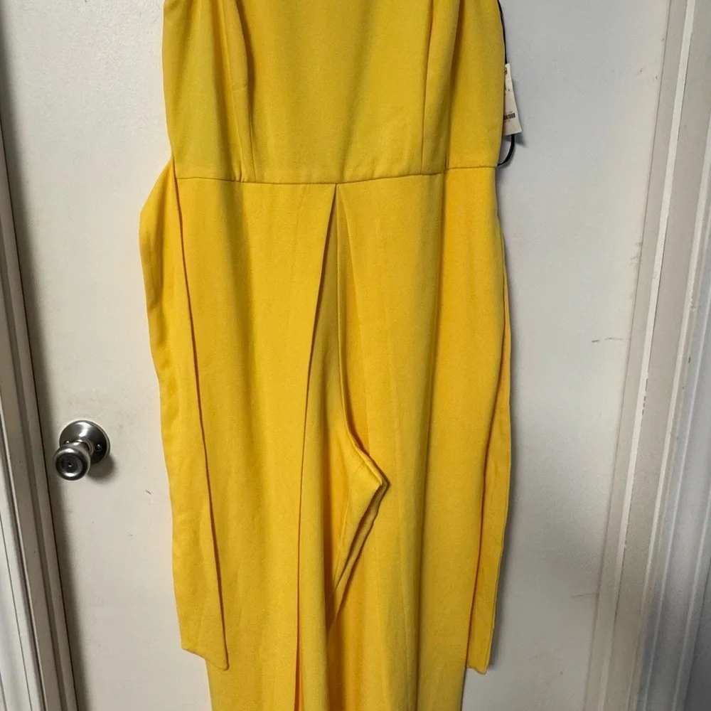 INC International Concepts Bright Yellow Tie-Waist Wide-Leg Jumpsuit - Picture 8 of 10